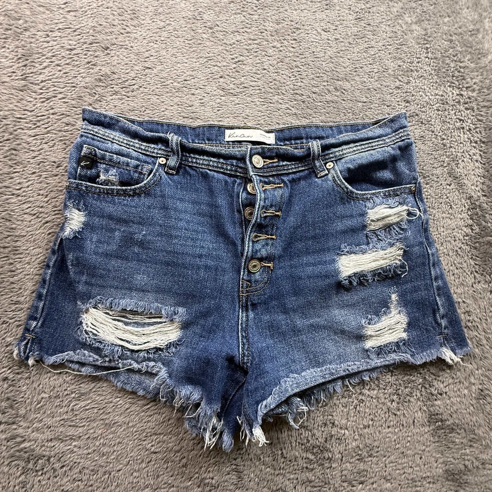 KanCan Distressed Button Fly Denim Jean Shorts Womens 29 100% Cotton Cut Off